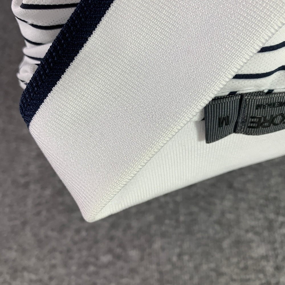 G Fore Polo Men Medium White Striped Performance Golf Modern Preppy Stretch - Picture 9 of 10
